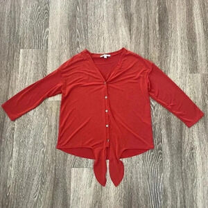 Womens Green Envelope Orange Tie Blouse - S